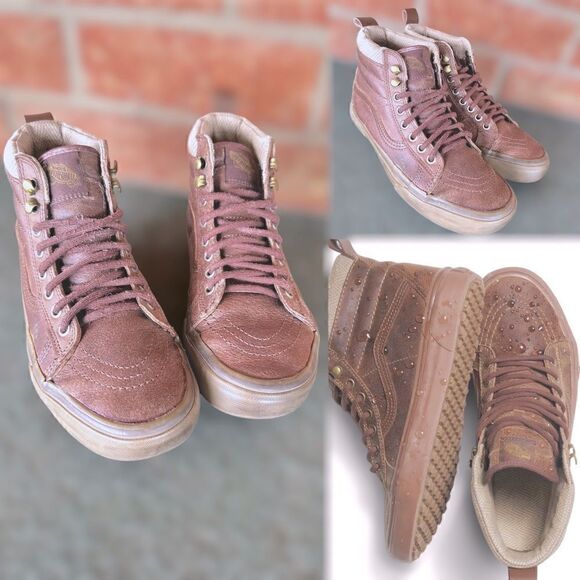 VANS MTE LEATHER BROWN HERRINGBONE MENS size 6.5 Womens 8.0 - Picture 1 of 13